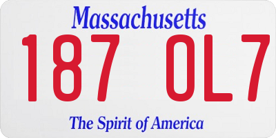 MA license plate 187OL7