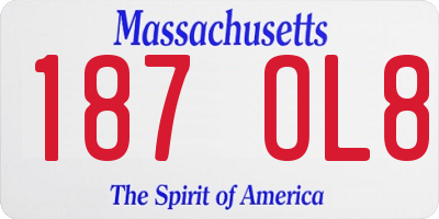 MA license plate 187OL8