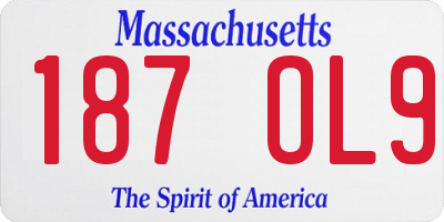 MA license plate 187OL9