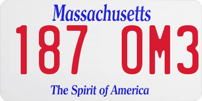 MA license plate 187OM3