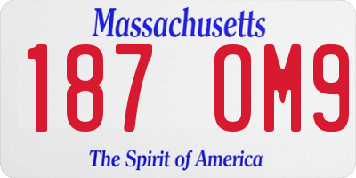 MA license plate 187OM9