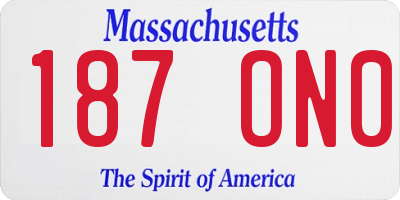 MA license plate 187ON0