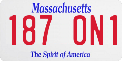 MA license plate 187ON1