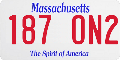 MA license plate 187ON2