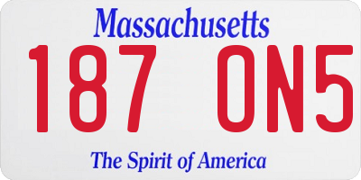 MA license plate 187ON5