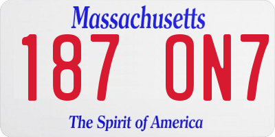MA license plate 187ON7