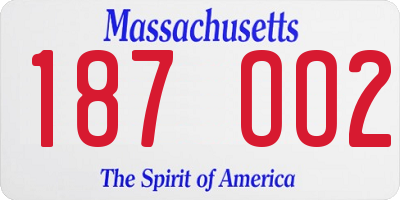 MA license plate 187OO2