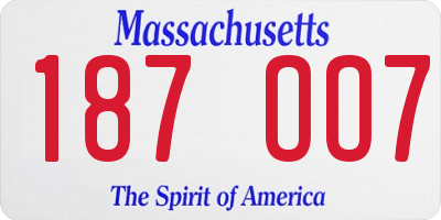 MA license plate 187OO7