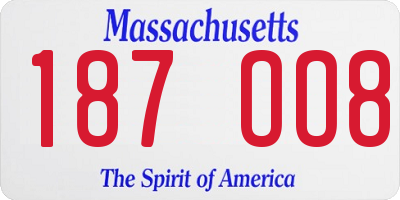 MA license plate 187OO8