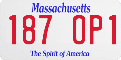 MA license plate 187OP1