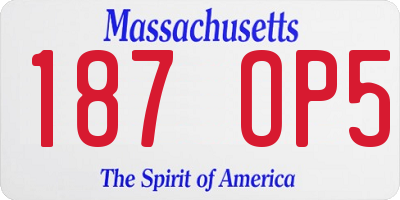 MA license plate 187OP5