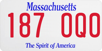 MA license plate 187OQ0
