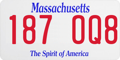 MA license plate 187OQ8