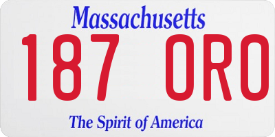 MA license plate 187OR0