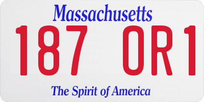 MA license plate 187OR1