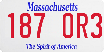 MA license plate 187OR3