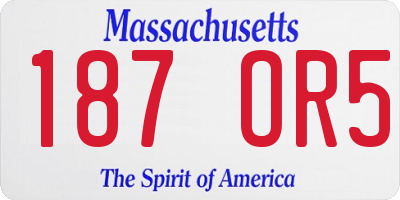 MA license plate 187OR5