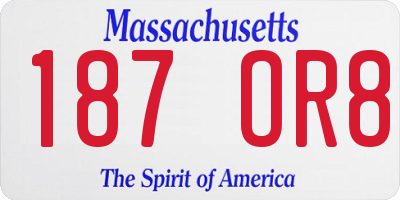 MA license plate 187OR8