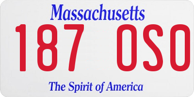 MA license plate 187OS0