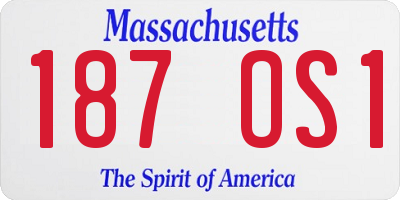 MA license plate 187OS1
