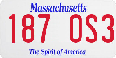 MA license plate 187OS3