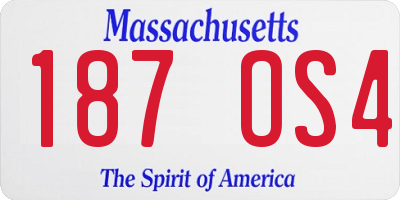 MA license plate 187OS4