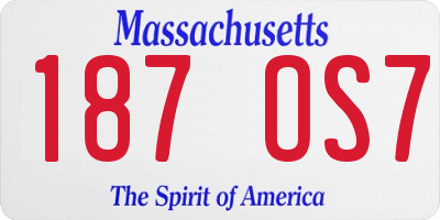 MA license plate 187OS7
