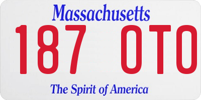MA license plate 187OT0