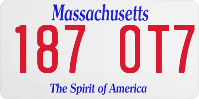 MA license plate 187OT7