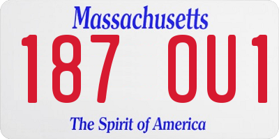 MA license plate 187OU1