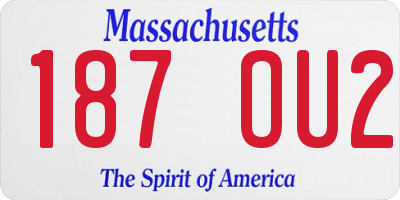 MA license plate 187OU2