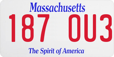 MA license plate 187OU3