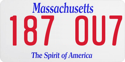 MA license plate 187OU7
