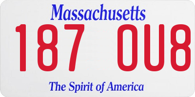 MA license plate 187OU8
