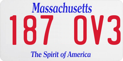 MA license plate 187OV3