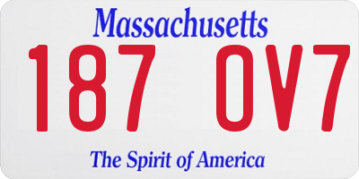 MA license plate 187OV7