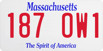 MA license plate 187OW1