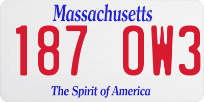 MA license plate 187OW3