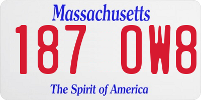 MA license plate 187OW8