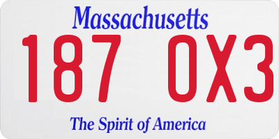 MA license plate 187OX3