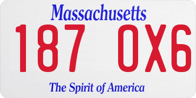MA license plate 187OX6