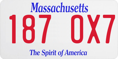 MA license plate 187OX7