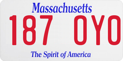 MA license plate 187OY0
