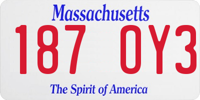 MA license plate 187OY3
