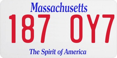 MA license plate 187OY7