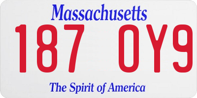 MA license plate 187OY9