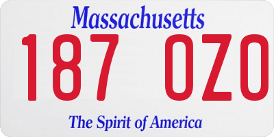 MA license plate 187OZ0