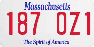MA license plate 187OZ1