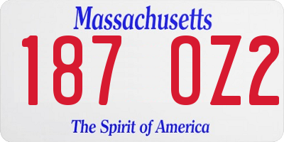 MA license plate 187OZ2