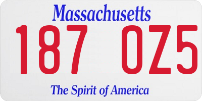 MA license plate 187OZ5